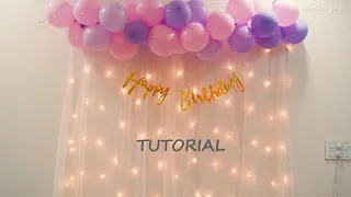 TUTORIAL For Special You Pink & Purple fairy theme Birthday decoration with Balloon garland & Net