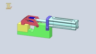 Clamping  via a slotted link mechanism