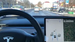 Автопилот на светофоре Тесла Модель 3 Autopilot 2.5 Tesla Model 3