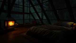 Cozy Bed In A Rustic Room - Sleep Well Relieve Stress With Relaxing Rain Sounds And Fireplace