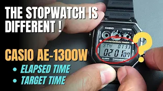 How To Use Stopwatch on Casio AE1300WH / AE1300W - with Target Elapsed Time AE1300 AE-1300WH