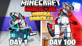 I Survived 100 DAYS as MECHA GODZILLA in HARDCORE Minecraft!