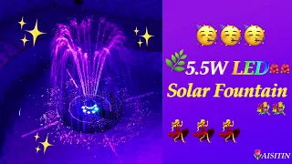AISITIN 5.5W LED Solar Fountain Pump with Color LED Light, New Upgrade 7 Nozzles  in 2022