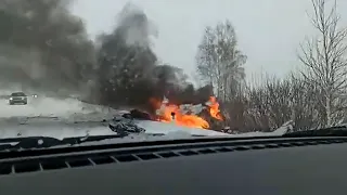 Челябинская область: после лобового удара вспыхнула иномарка