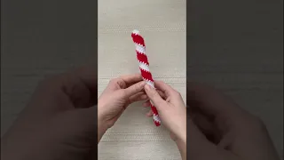 Easy Crochet Candy Cane Ornament | Crocheted Candy Cane Christmas Decor Pattern