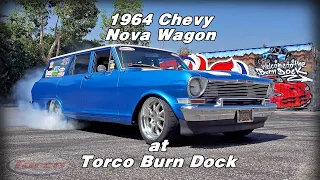 1964 Chevy Nova Wagon doing Burnout and Doughnuts at Torco, car by Harrison Beach Beach Boys Perf.