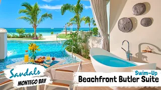 Beachfront Swim-Up Super Luxe Butler Suite SB1B | Sandals Montego Bay | Walkthrough Tour & Review 4K