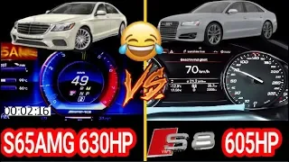 2020 Mercedes S65 AMG 630 HP vs Audi S8 Plus 605 HP Acceleration DragRace0 -200km/h 100-200km/h