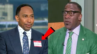 Stephen A Smith TROLLS Shannon Sharpe by wearing a nametag after he was called "SKIP" multiple times