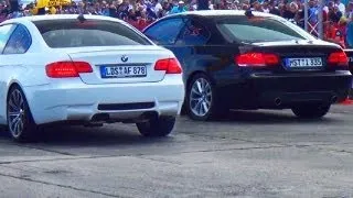 BMW M3 E92 vs BMW 335i Coupe Drag Race Viertelmeile Beschleunigungsrennen Acceleration Sound