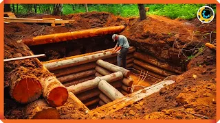 Amazing 2-Room Log Cabin Underground Build | Start to Finish by @bushcraftua1