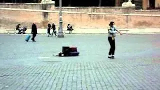 Street dancer dancing Michael Jackson style in Rome,Italy