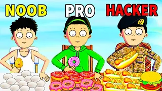 NOOB vs PRO vs HACKER in Food Fighter Clicker game Gameplay All Levels