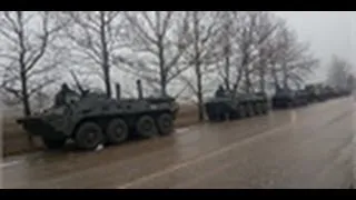 Российские БТРы под Симферополем/ Russian troops in Ukraine 27.02.2014