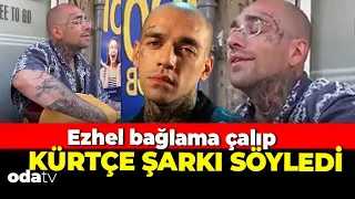 Ezhel bağlama çalıp, Kürtçe şarkı söyledi