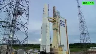 Liftoff of Arianespace’s Ariane 5 with DirecTV-15 and SKY México-1