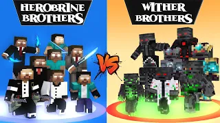 WITHER DEMON BROTHERS VS HEROBRINE BROTHERS : SAVING WITHER - MONSTER SCHOOL