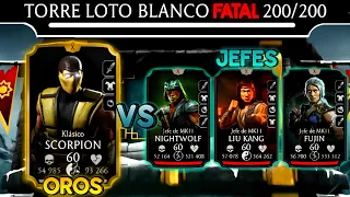 Pase la BATALLA 200 de la TORRE LOTO BLANCO FATAL! OROS VS JEFES MAMADÍSIMOS | MK Mobile