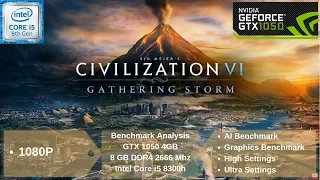 Sid Meier's Civilization VI Gathering Storm Benchmark GTX 1050 4GB + i5 8300h | 8GB RAM | MSI GF63