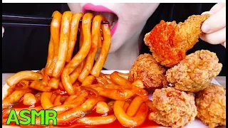 ASMR NOODLES TTEOKBOKKI + CHICKEN HOT WINGS 황금올리브 핫윙 치킨, 누들 떡볶이 먹방 (EATING SOUNDS)