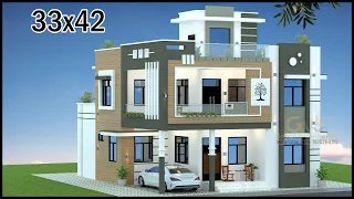 33'-0"x42'-0"  4 Room 3D House Plan | Latest Villa Design | Gopal Architecture