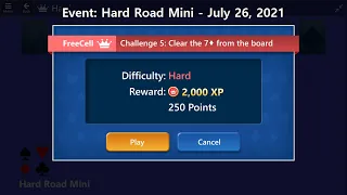 Hard Road Mini Game #5 | July 26, 2021 Event | FreeCell