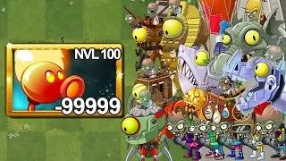 Plants Vs Zombies 2 Lanzaguisantes de Fuego Nivel 100 Vs Todos Los Zombots