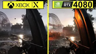 Battlefield V Xbox Series X vs PC RTX 4080 4K Ultra Ray Tracing ON Graphics Comparison