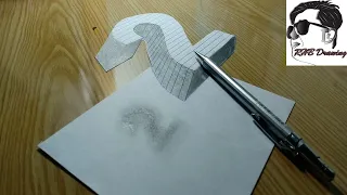 How to Draw the Number 2 in 3D / 3D Trick Art On Line Paper, Floating Number 2 /  easy steps