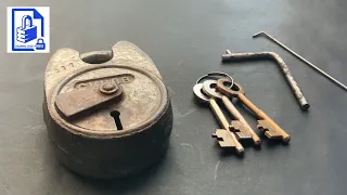 (143) Chubb Battleship lever padlock picked open with basic homemade tension tool made from 2 nails