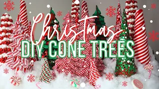 Christmas 2021 🎄| DIY Cone Trees Using Glitter, Ribbon, Yarn & More! | DIY Christmas Decor 🎅🏻