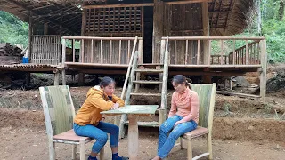 How To make tables and chairs from bamboo and wood - Building Cabin House, Green Forest Farm Life