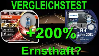 Echte +200% ? OSRAM Night Breaker 200 - PHILIPS RacingVision GT200 Halogen Vergleichstest