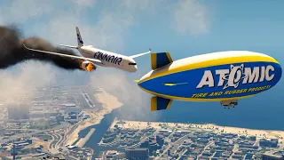 GTA 5 Airplane Crash Into Airship | Plane Crash Movie | Blimp Crash