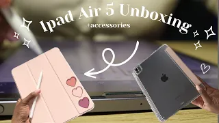 🌱iPad Air 5 Unboxing (purple) + accessories 💜🤍