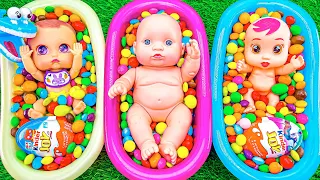 Satisfying Video | Mixing Candy in Three Magic BathTubs with Rainbow Skittles & Slime Cutting ASMR