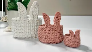 Mini bunny basket tutorial, easy crochet basket