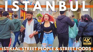 Istanbul Turkey 2022 Istiklal Street 16 October Walking Tour | 4K UHD 60FPS | People & Street Foods