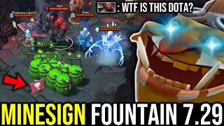 WTF Techies Fountain Farming 2.0  -- 7.29 Trick MINEFIELD SIGN in Fountain