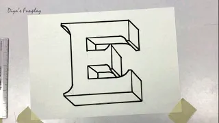 Draw letter E in 3D for assignment and project work | Alphabet E drawing | 3D letter tutorial