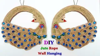DIY peacock wall hanging made with jute & cardboard|DIY wall decor|DIY jute craft idea