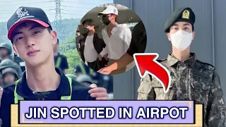 BTS JIN SPOTTED IN AIRPOT BACK TO HOME 💜😲