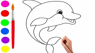 how to draw dolphin Drawing coloring easy 🐬