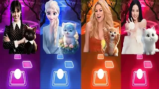 Cute Cats | Wednesday Dance Bloody Mary | Elsa Enemy | Shakira Waka Waka | Jisoo Flower | Tiles Hop