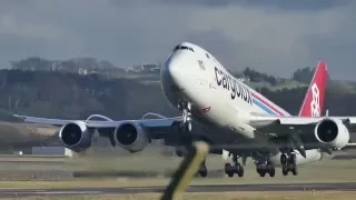 Cargolux B747-800 arrives & departs Prestwick Airport (4K)