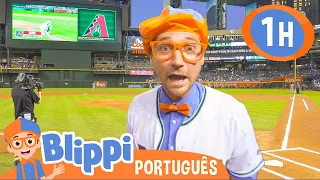 Blippi Visita um Estádio de Beisebol | 1 HORA de Blippi em Português Vídeos Educativos para Crianças