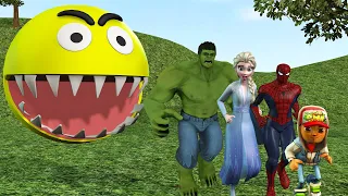 PACMAN Best Compilation (Hulk, Frozen, Spiderman, Scary Teacher, Super Mario...)