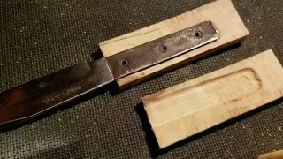 How to Hand carve wood handle for a Jim Bowie knife