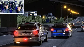 5 Peugeot 206 & 207 RC Swerving Through Traffic - Assetto Corsa | Moza R5