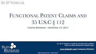 Webinar - Functional Patent Claims and 35 U.S.C § 112